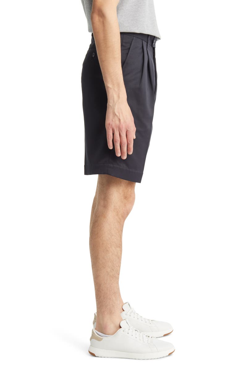 Berle Microfiber Pleated Shorts, Alternate, color, Navy