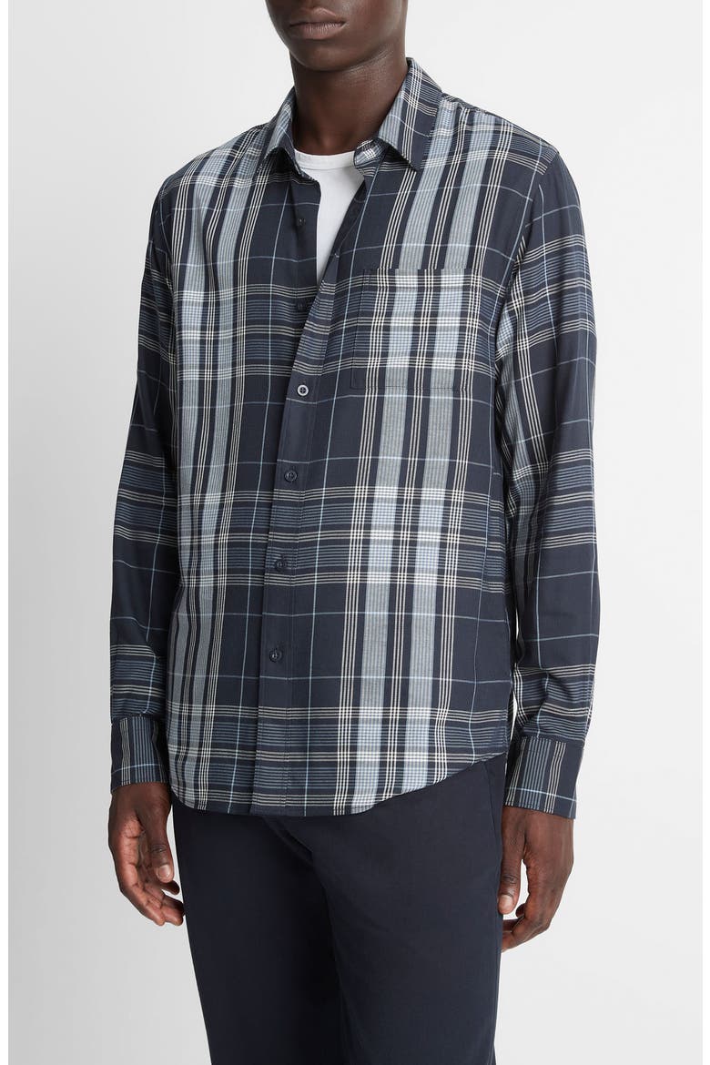 Dunluce Plaid Button-Up Shirt, Alternate, color, COASTAL/ BLANCO