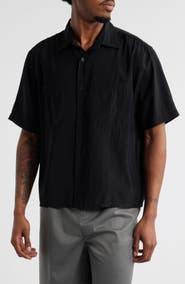 Open Edit Resort Boxy Short Sleeve Button-Up Shirt
