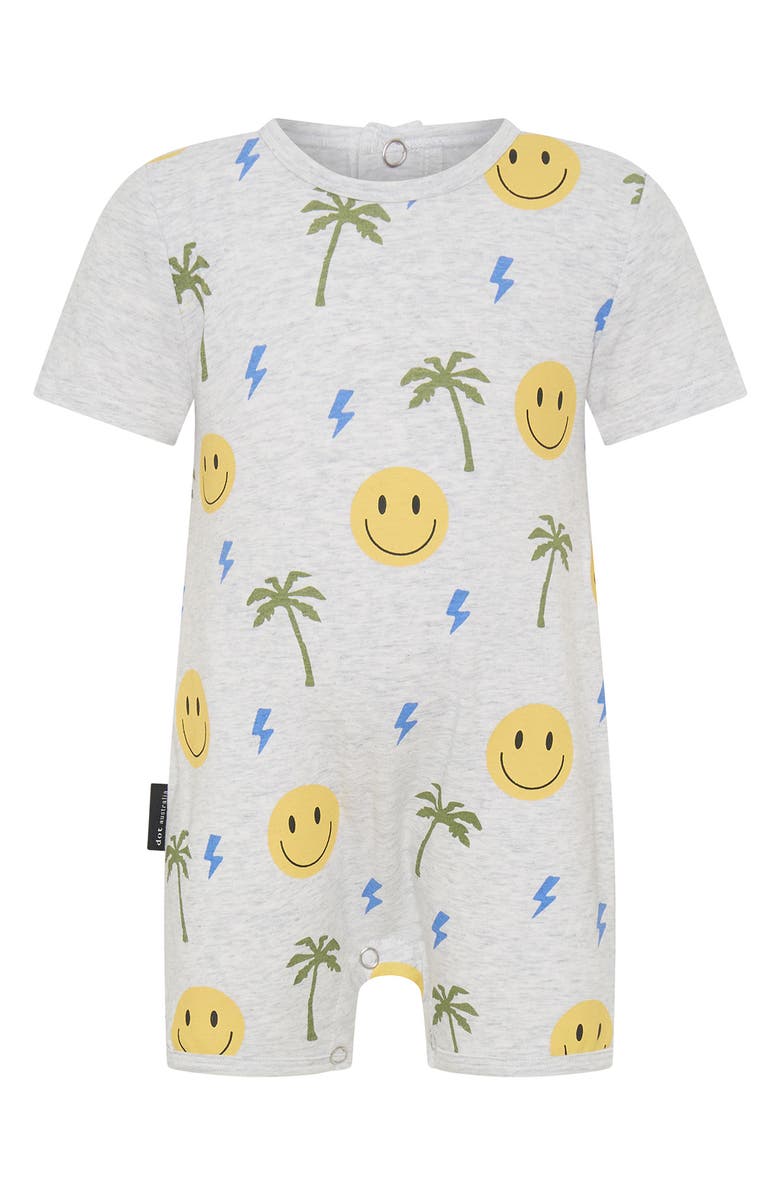 dot australia Smiley Stretch Cotton Romper, Main, color,