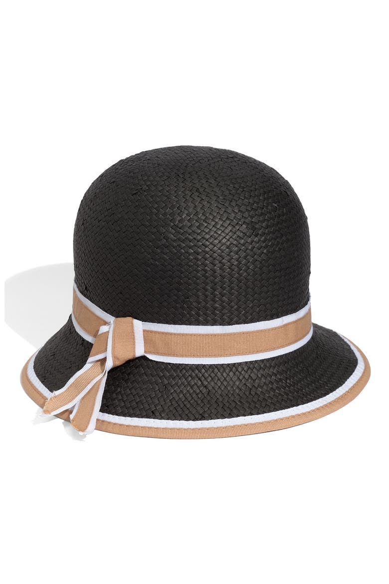 'Summer' Straw Cloche Hat, Main, color, BLACK