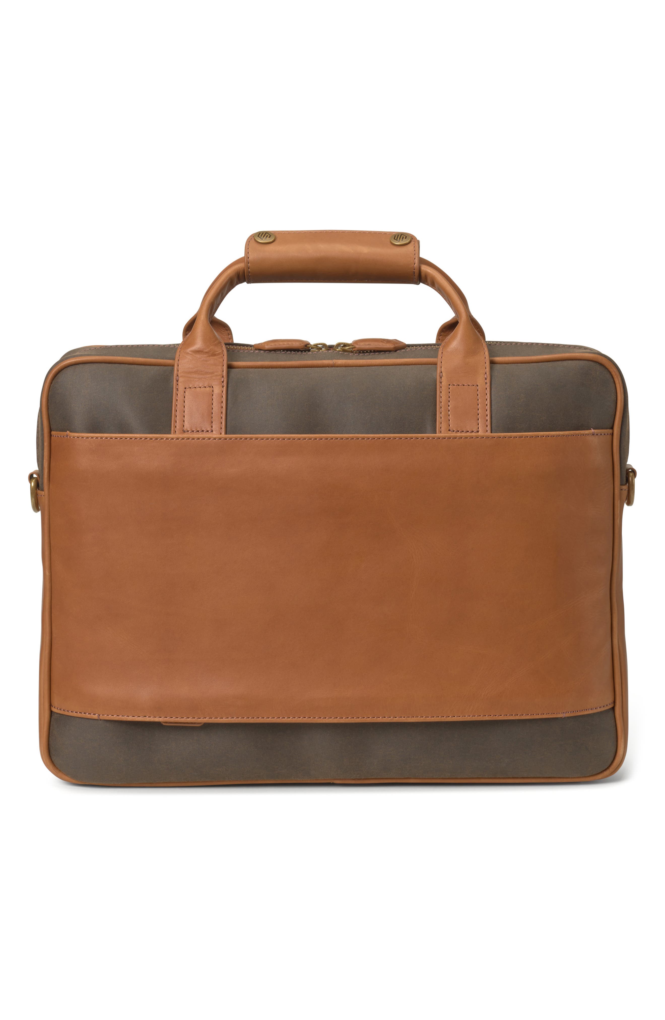 Johnston & Murphy Rhodes Antique Cotton & Leather Briefcase, Alternate, color, Brown