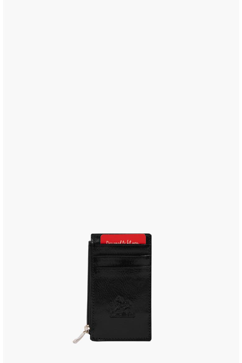 Gentleman Leather Card Holder Slim Wallet 573, Main, color, Black