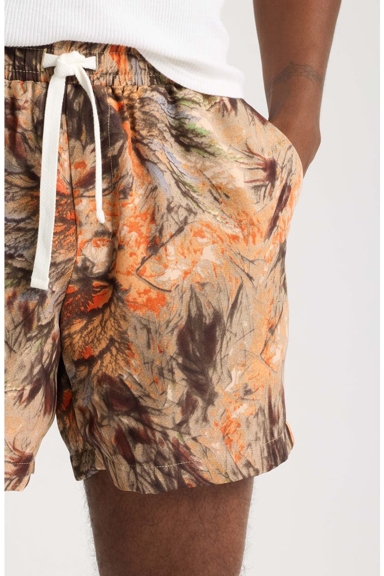 Roger Print Drawstring Shorts, Alternate, color, ORANGE