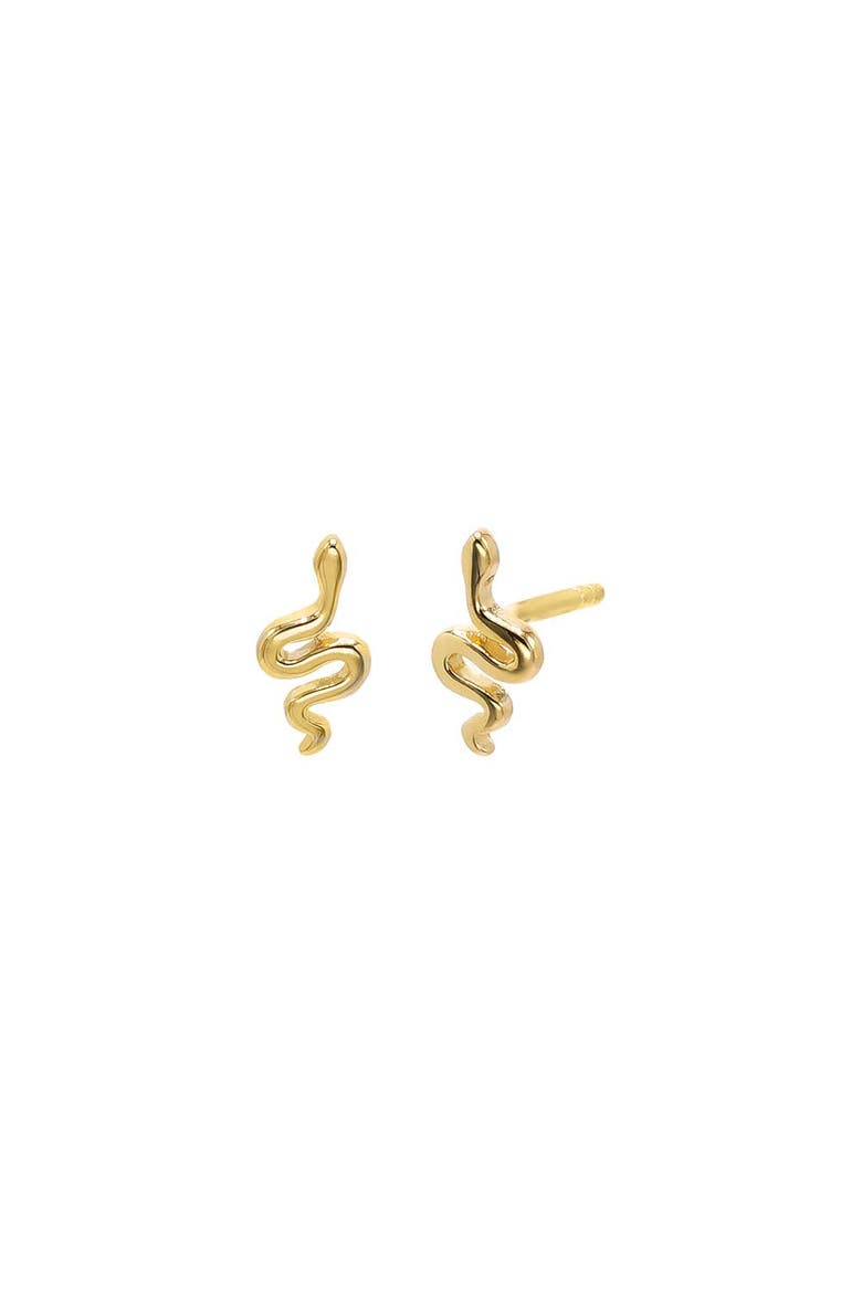 Tiny Solid Snake Stud Earring 14K, Main, color, 14K Gold