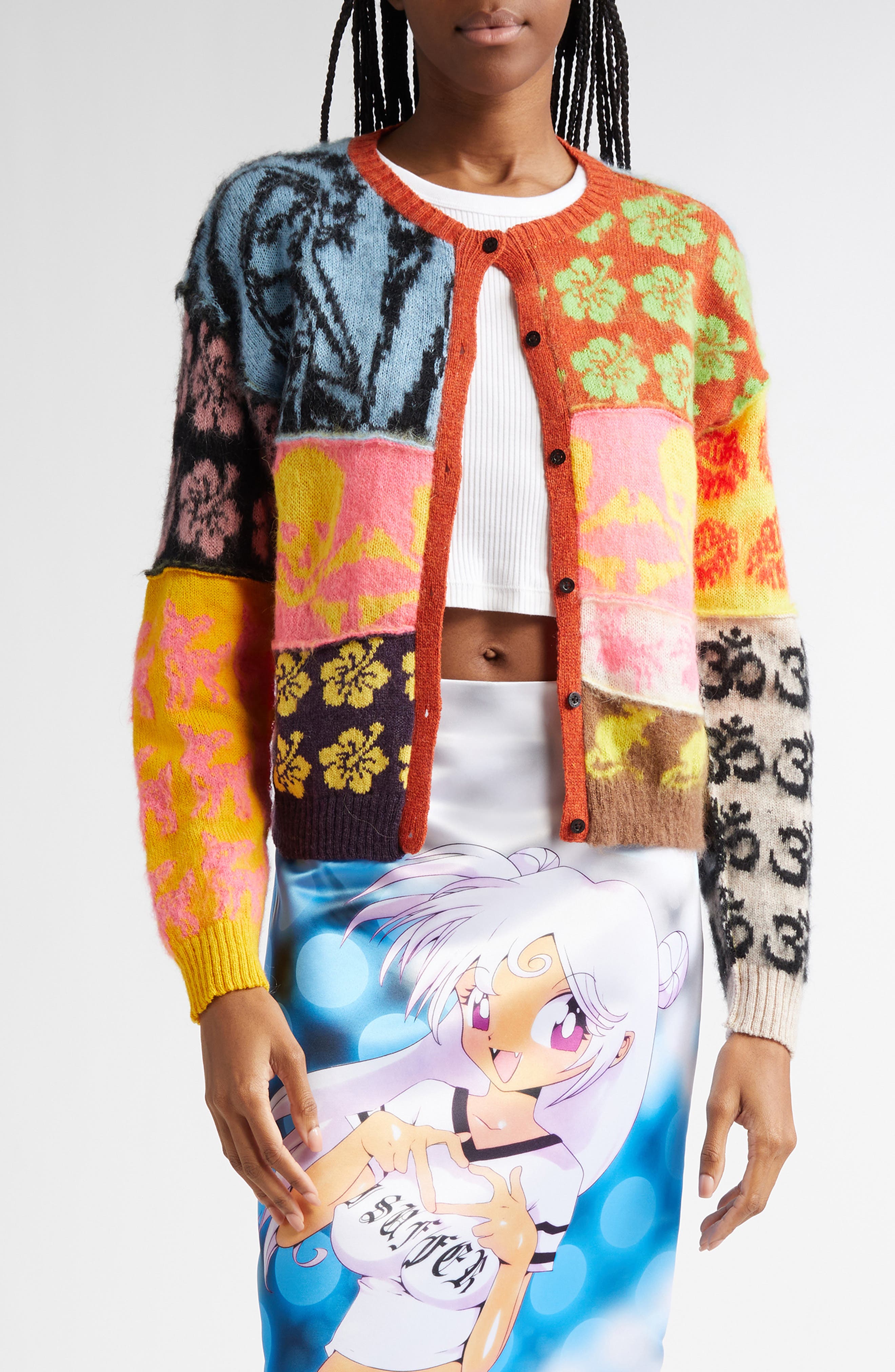 Ashley Williams Patchwork Cardigan in Yellow Multi 