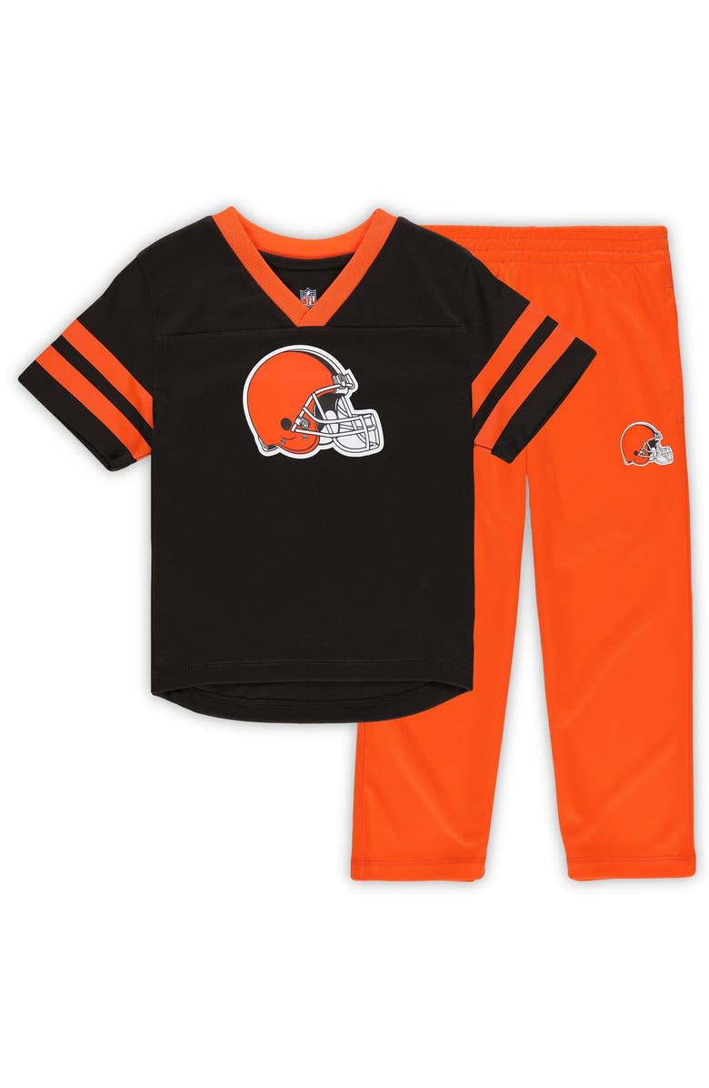 Outerstuff Toddler Outerstuff Brown/Orange Cleveland Browns Red Zone V-Neck T-Shirt & Pants Set, Alternate, color, Brown
