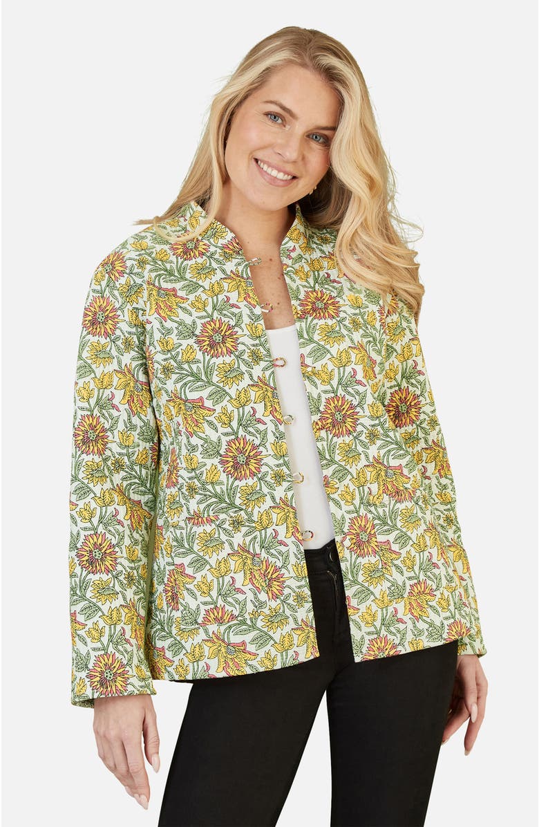 Yumi Sunflower Reversible Quilted Jacket, Main, color, Yellow