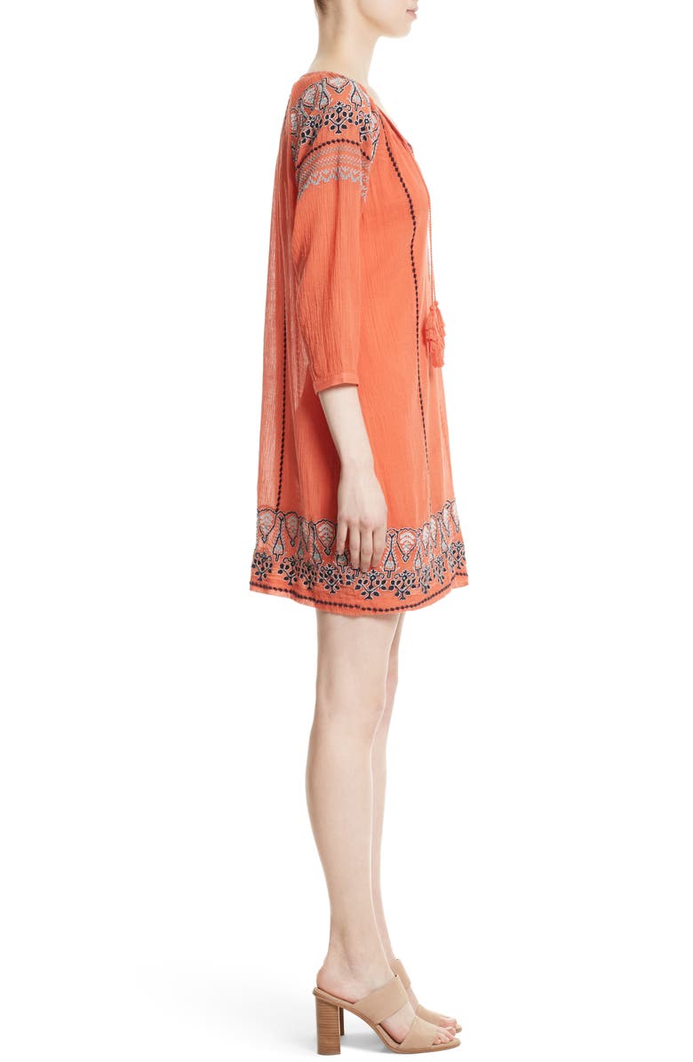 Joie Nieva Embroidered Cotton Shift Dress, Alternate, color,