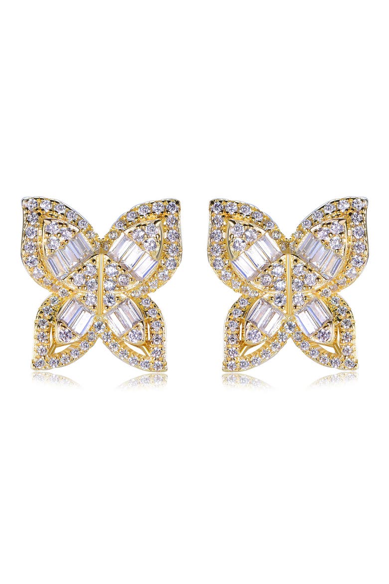 Cubic Zirconia Butterfly Stud Earrings, Main, color, GOLD