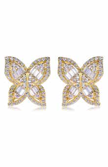 Cubic Zirconia Butterfly Stud Earrings
