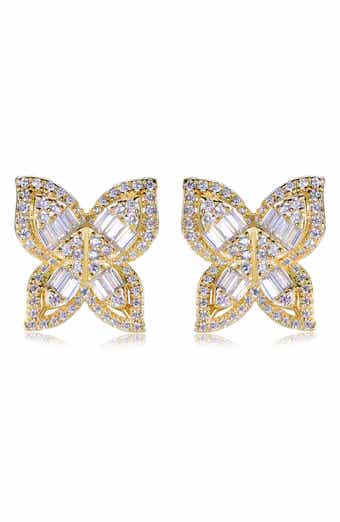 Cubic Zirconia Butterfly Stud Earrings