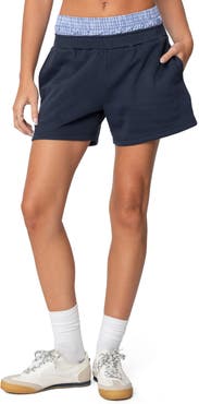 EDIKTED Plaid Boxer Detail Shorts