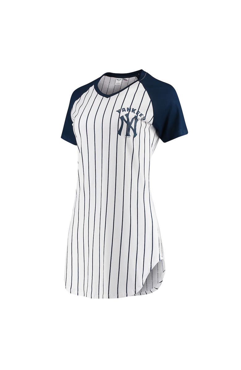 CONCEPTS SPORT Women's Concepts Sport White New York Yankees Vigor Pinstripe Nightshirt, Main, color,