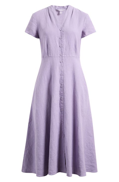 Carved Wood Linen Midi Dress (Plus)