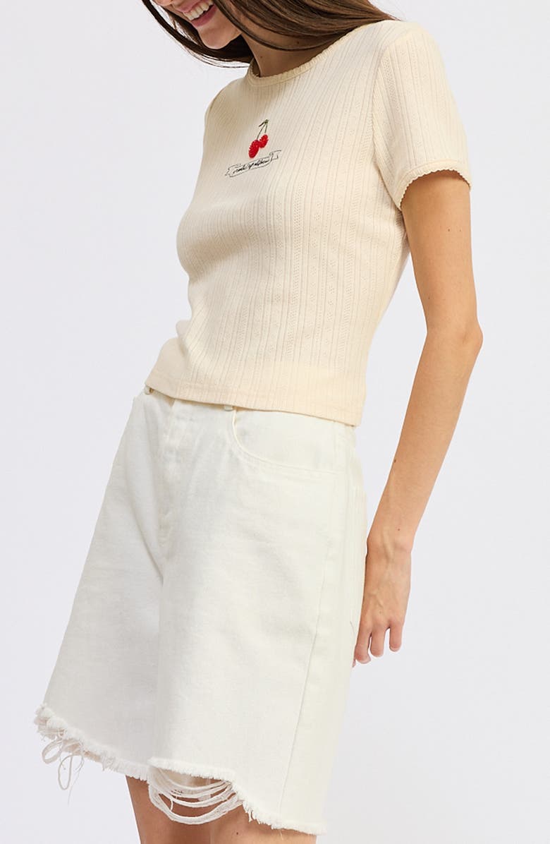 JACQUIE THE LABEL Cerise Pointelle Top, Alternate, color, Yellow Red