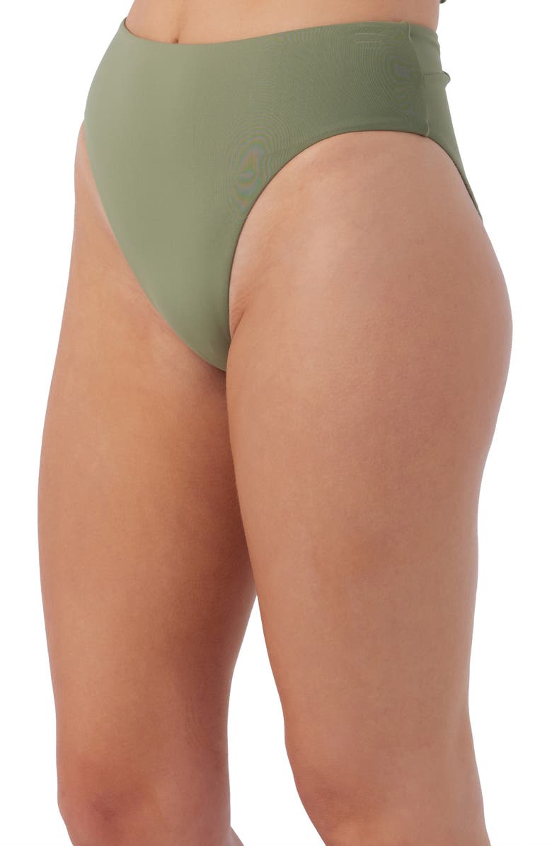 O'Neill Saltwater Solids Max High Cut Bikini Bottoms, Alternate, color, Oil Green