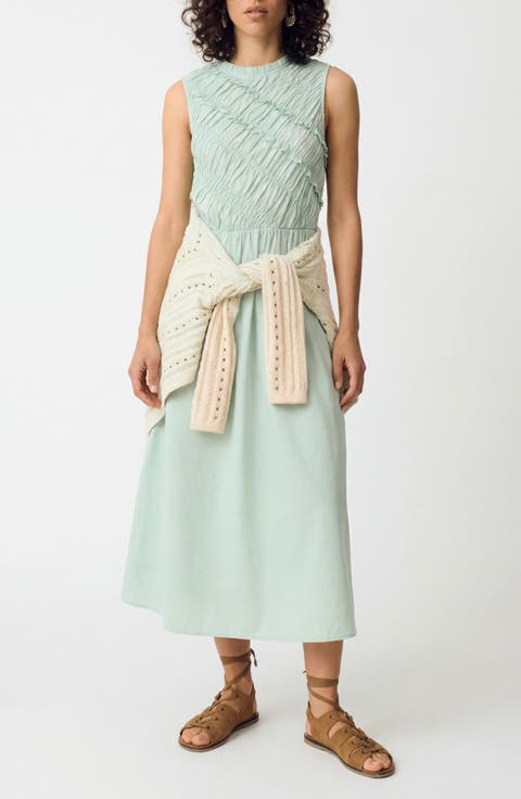 Sleeveless Cotton Midi Dress