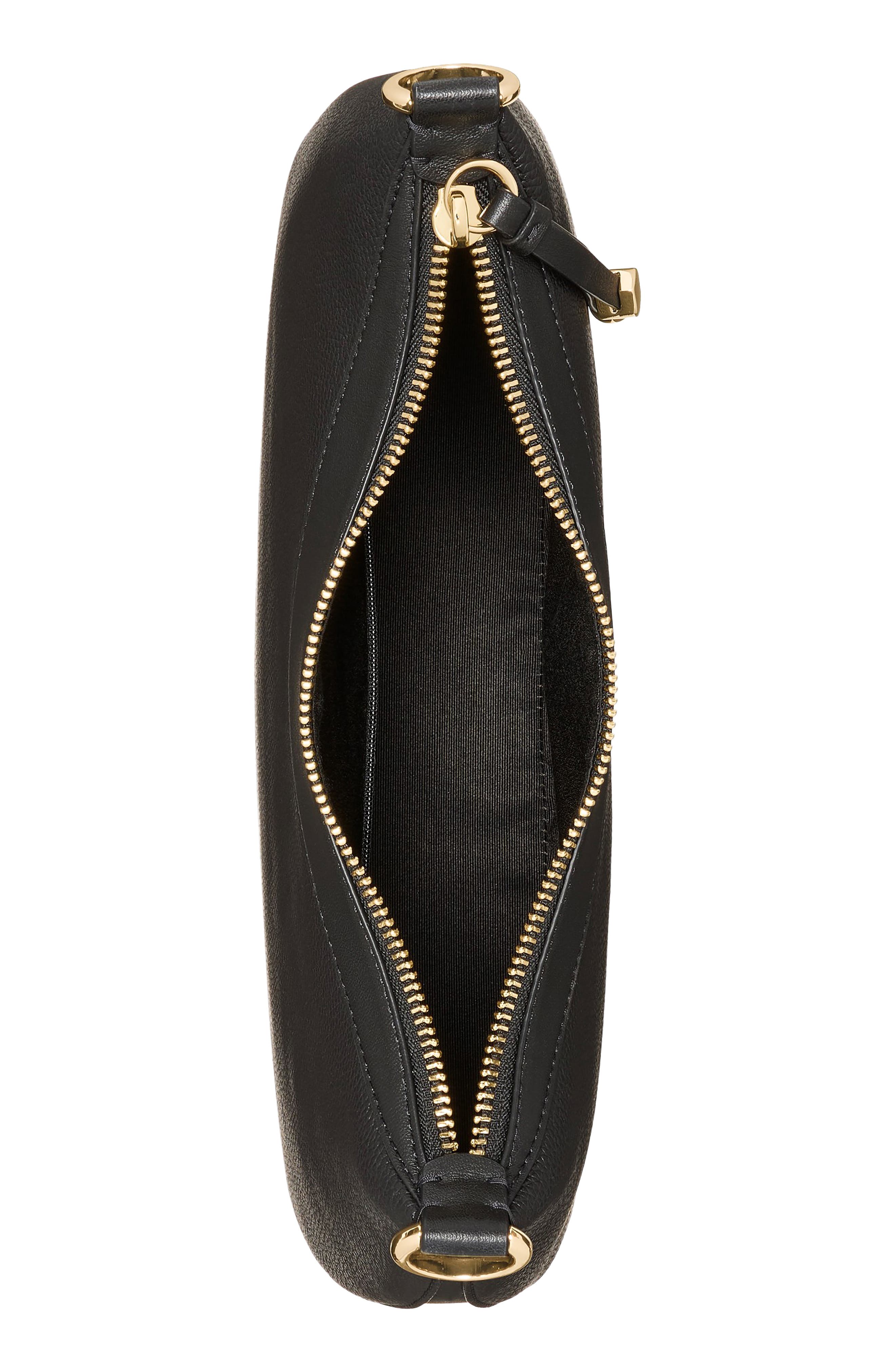 Liv Pebbled Leather Shoulder Bag, Alternate, color, BLACK