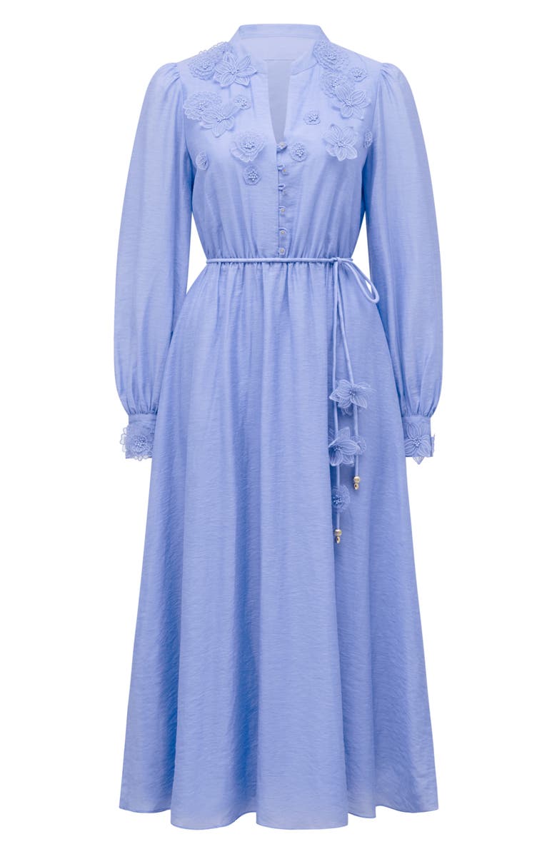 Ever New Yasmin Floral Appliqué Long Sleeve Midi Dress, Alternate, color,