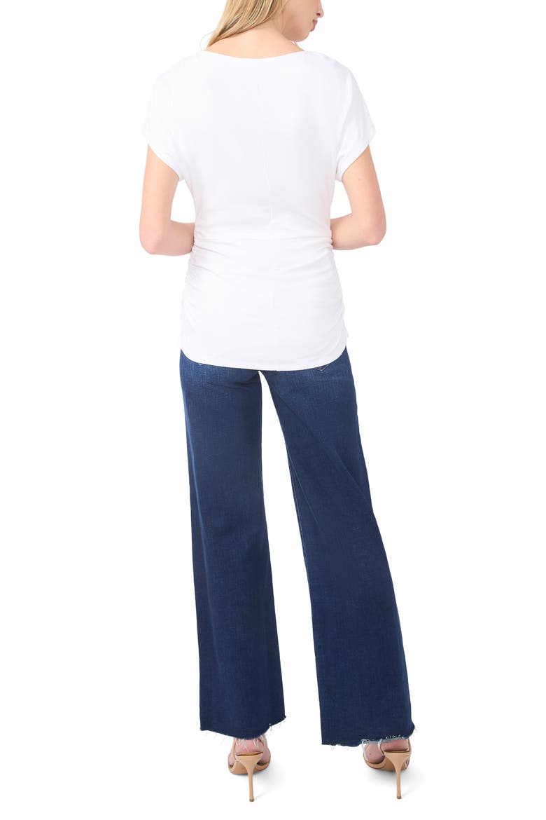 Shirred Dolman Short Sleeve Ponte Top, Alternate, color, BRIGHT WHITE