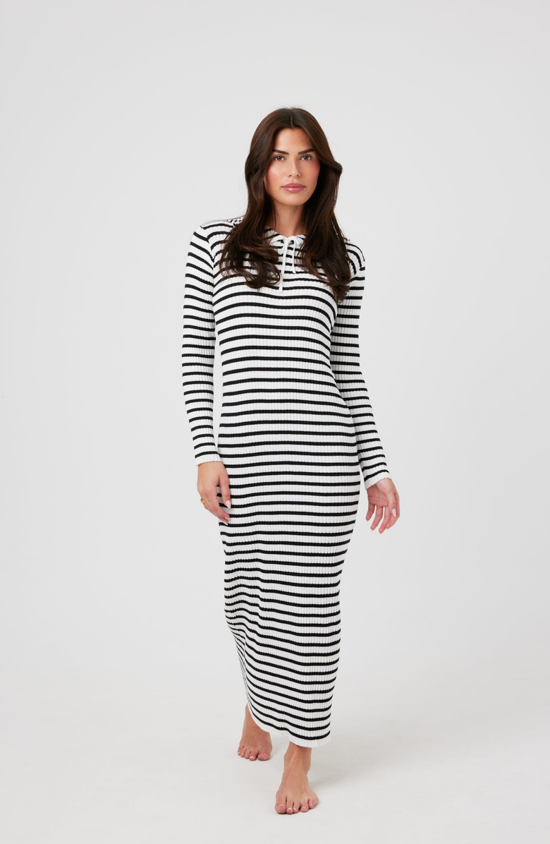By Tess Collection Callie Dress, Main, color, Dark Blue Stripe