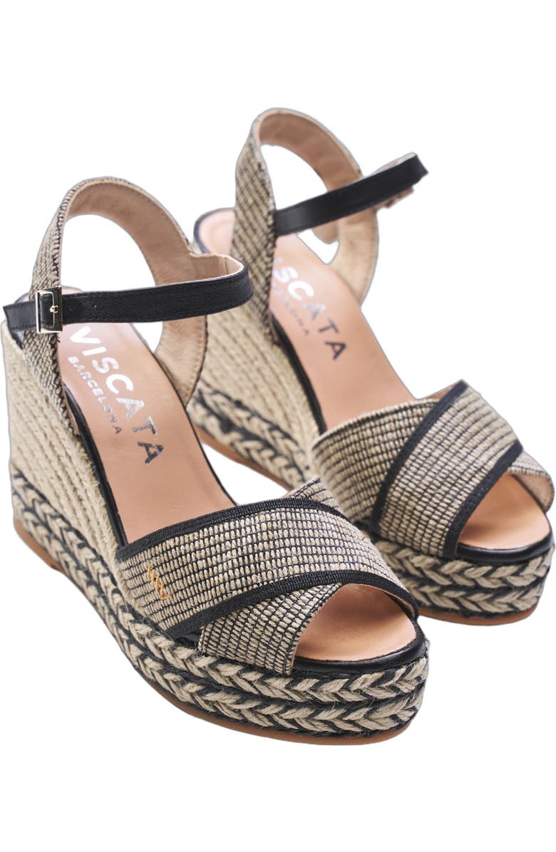 VISCATA Empuria Canvas Espadrille Sandal Wedges, Alternate, color, Black
