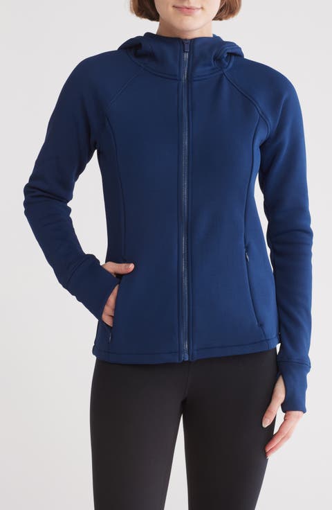Fleece Lined Scuba Knit Full Zip Hoodie