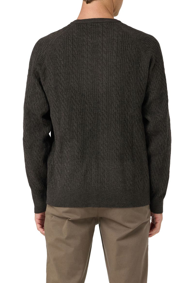 OG Cabled Crewneck Fisherman Sweater, Alternate, color, EARTH HEATHER