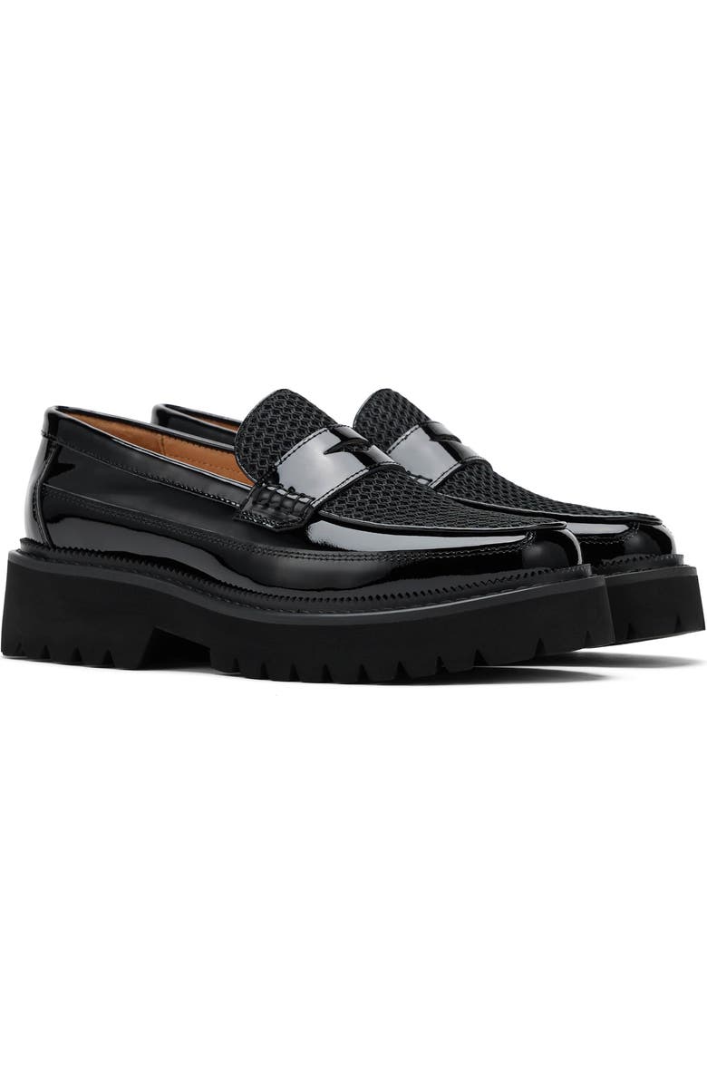 MARC NOLAN Ms. Adler Leather Lug Penny Loafers, Alternate, color, Black Patent