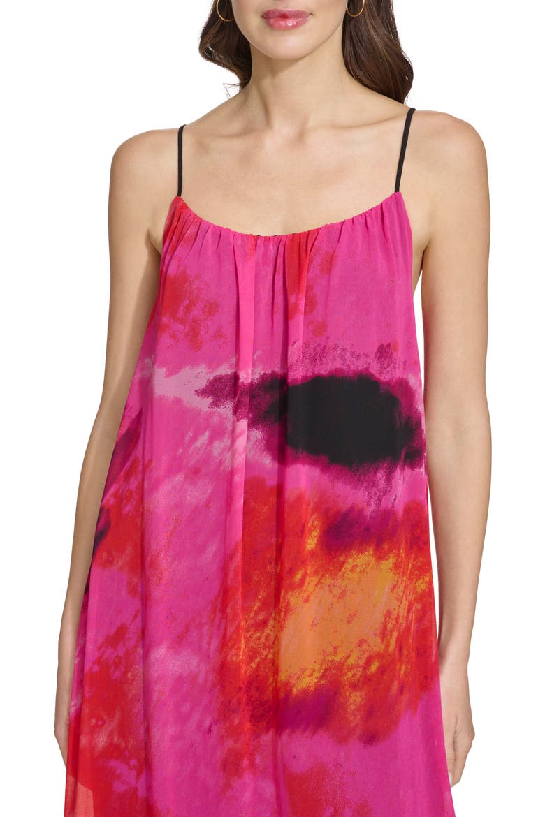 Abstract Print Chiffon Maxi Dress, Alternate, color, SHOCKING PINK MULTI