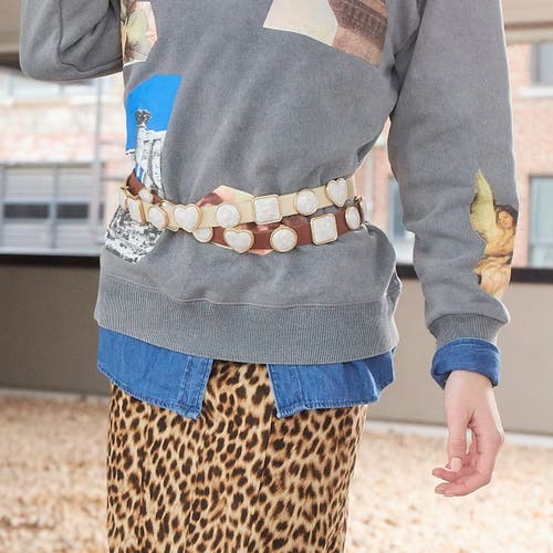 Lele Sadoughi Pearl Station Belt In Brown