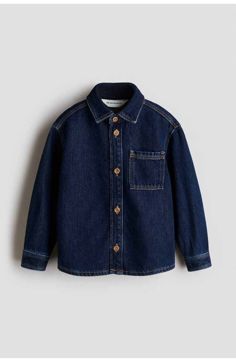 H&M Denim Overshirt, Main, color, Dark Denim Blue