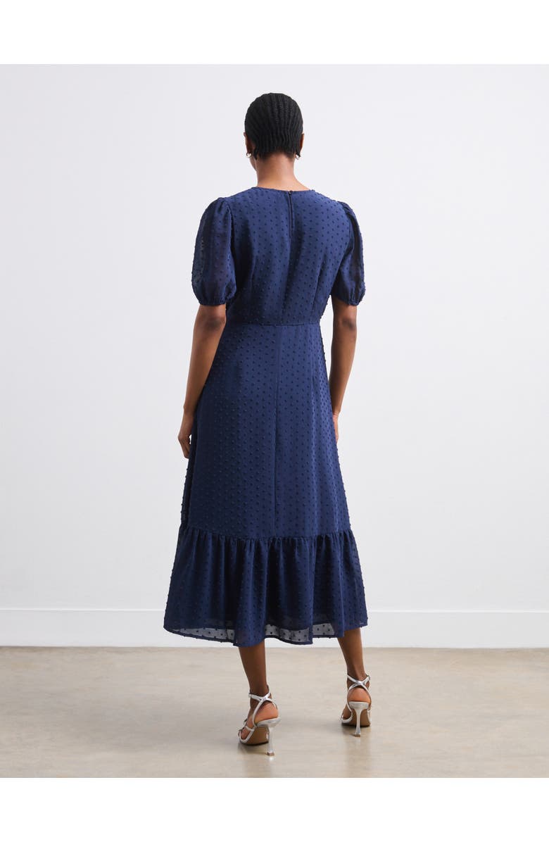 Finery London Loretta V-Neck Georgette Midi Dress, Alternate, color, Navy
