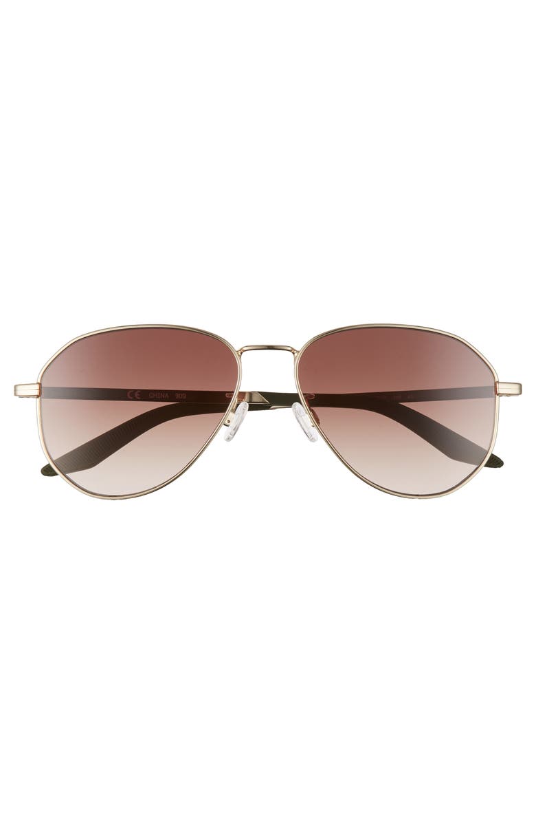 Nike Ascendant 57mm Tinted Aviator Sunglasses, Alternate, color, Gold / Cargo Khaki/ Brown Grad