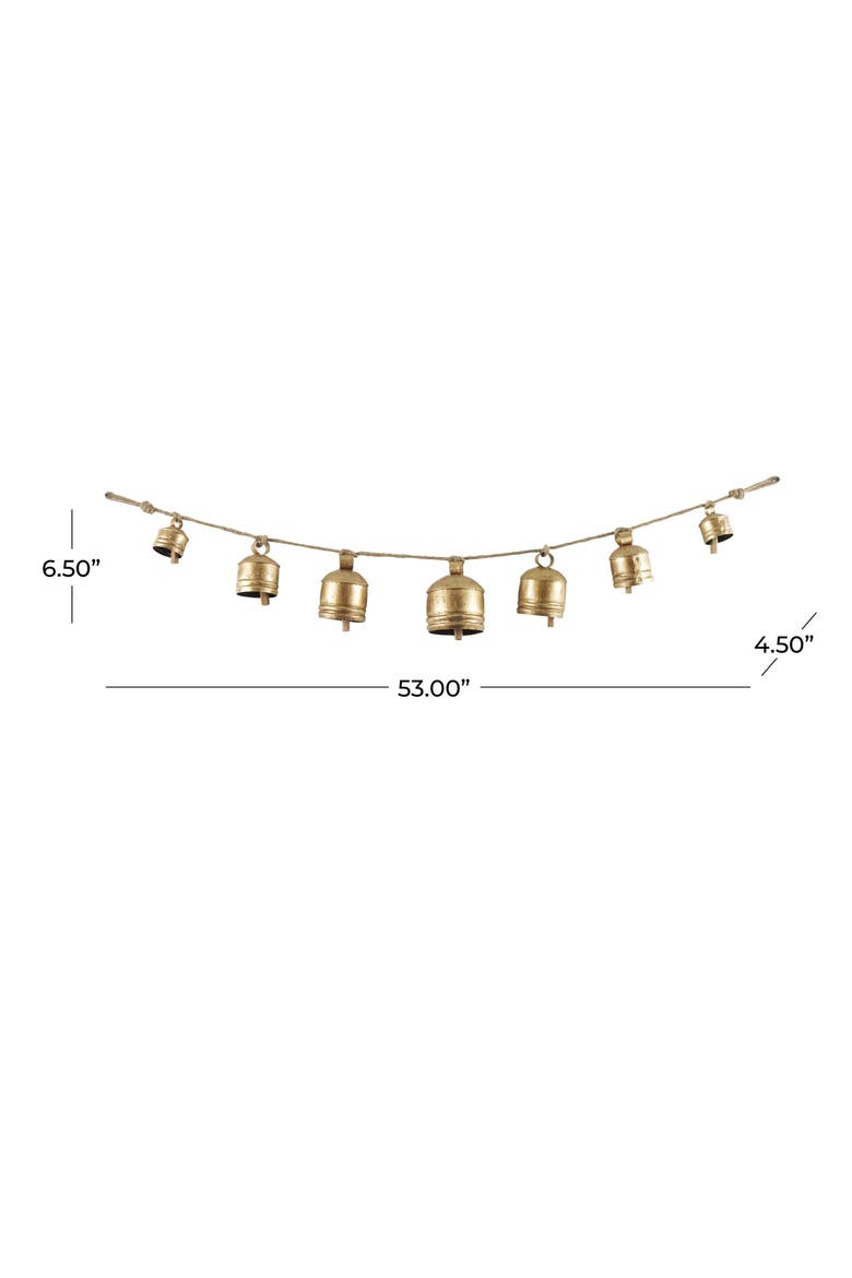 Bohemian Metal Cow Bell Garland, Alternate, color, GOLD