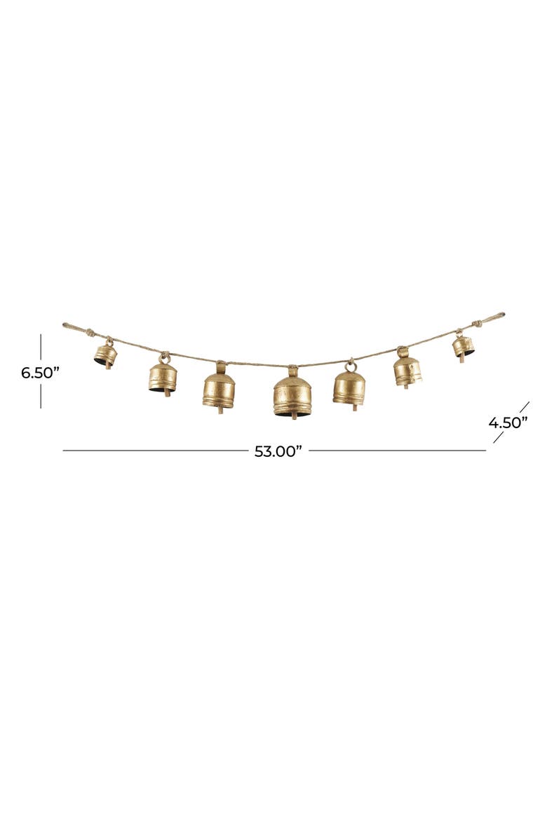 WILLOW ROW Bohemian Metal Cow Bell Garland, Alternate, color, Gold