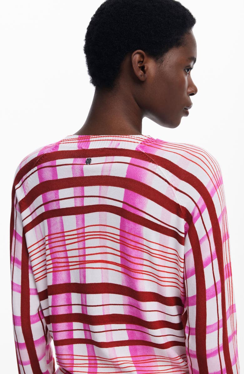 Desigual Stripe Crewneck Sweater, Alternate, color, Pink