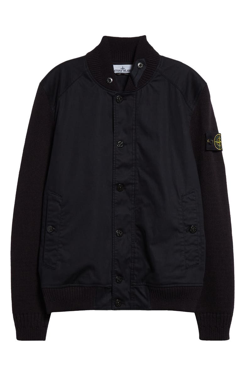 Stone Island Bio Raso Knit Sleeve Bomber Jacket, Alternate, color, 
