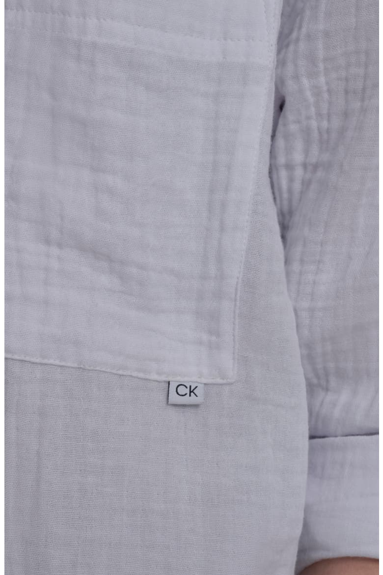 Gauze Button Down Cover-Up Shirt, Alternate, color, BRIGHT WHITE