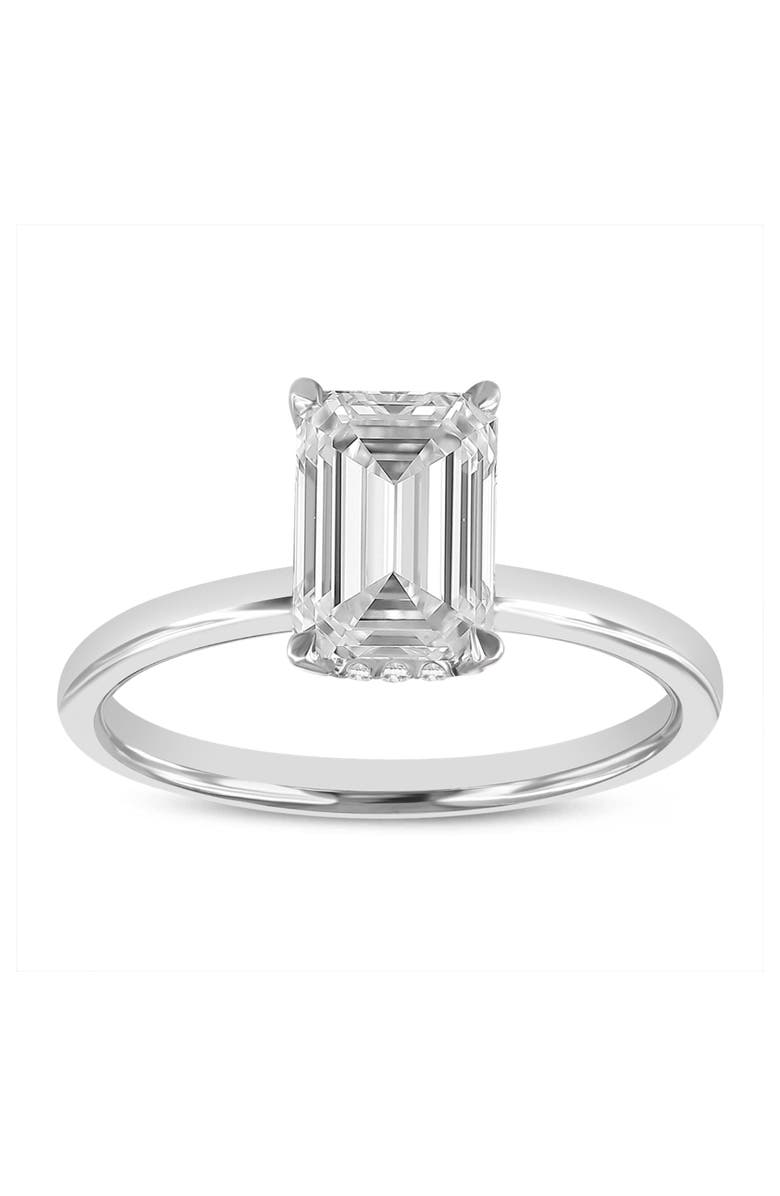 LuvMyJewelry Delphine 14K White Gold Emerald Cut Lab Grown Diamond Hidden Halo Engagement Ring - 2.1 ctw, Main, color, 14K White Gold
