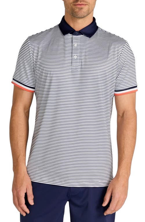 Redvanly Poireir Stripe Performance Golf Polo In Blue