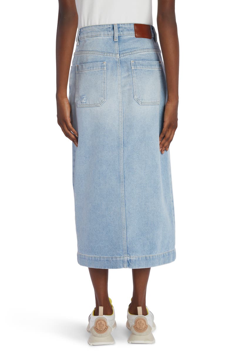 Moncler Cotton Denim Midi Skirt, Alternate, color, 