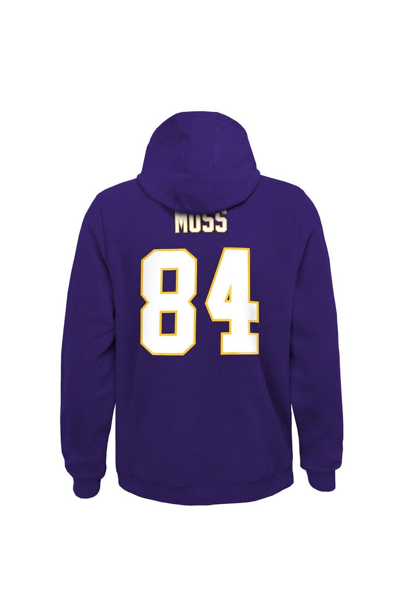 Mitchell & Ness Youth Mitchell & Ness Randy Moss Black Minnesota Vikings Retired Player Name & Number Fleece Pullover Hoodie, Alternate, color,