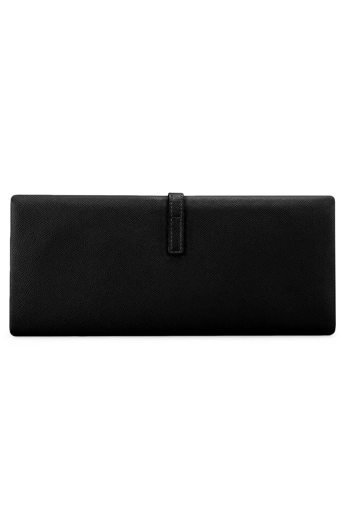 Zaria Pebbled Faux Leather Clutch, Alternate, color, BLACK