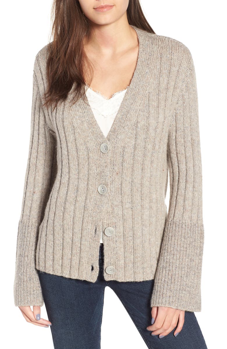 Leith Cozy Ribbed Tie Cardigan, Main, color,