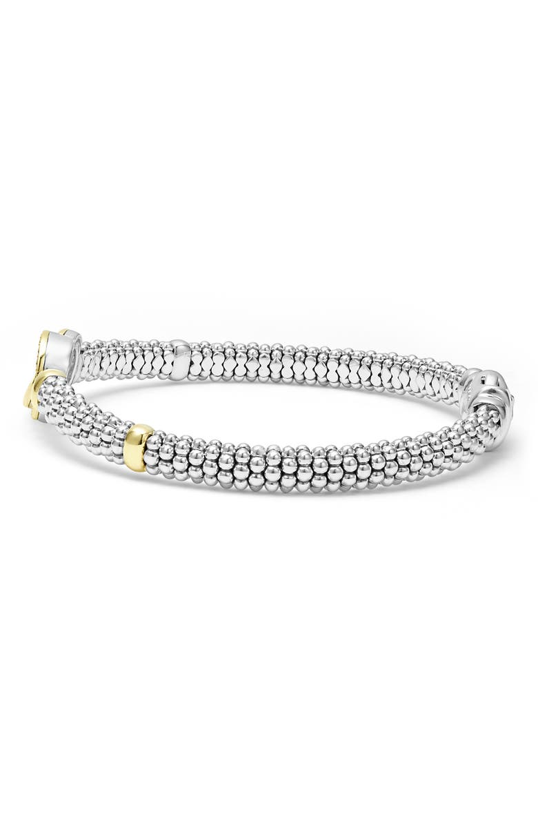 LAGOS Interlocking Diamond Caviar Bracelet, 6mm, Alternate, color, Silver