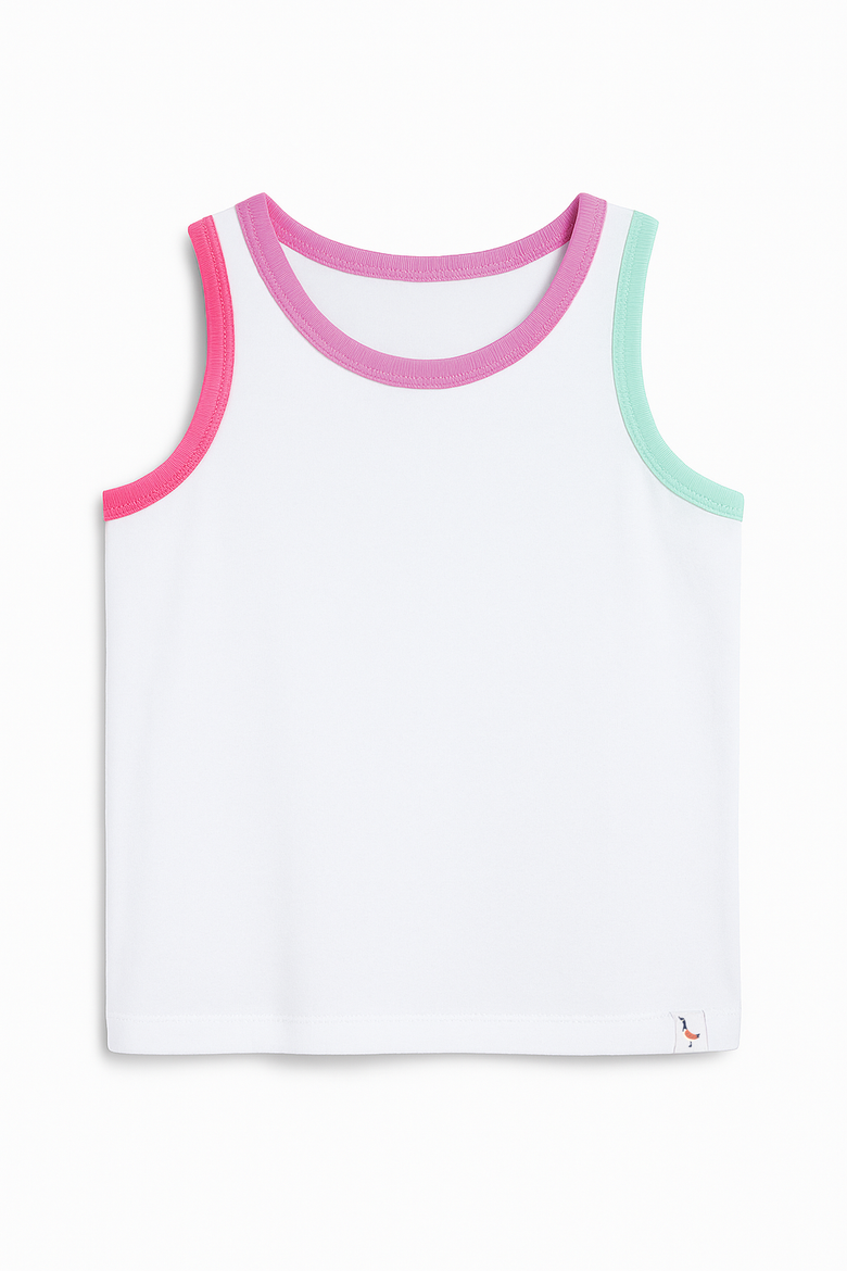 Contrast Trim Tank Top, Main, color, White