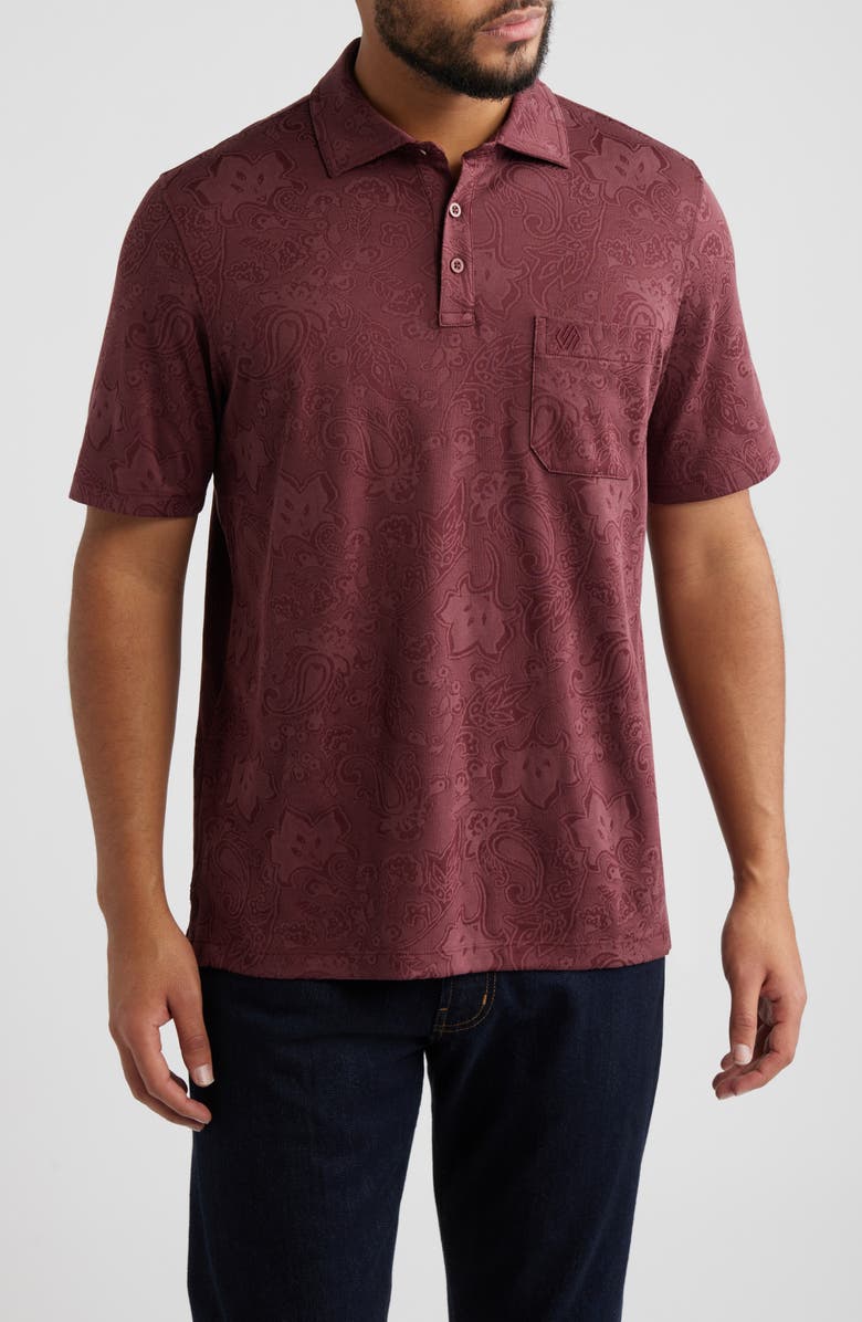 Johnston & Murphy Evans Paisley Jacquard Polo, Main, color, Burgundy Paisley