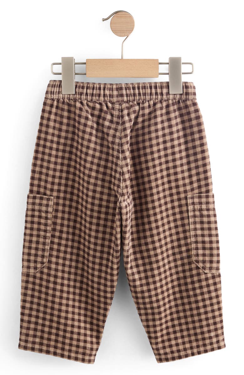 NEXT Kids' Gingham Corduroy Cargo Pants, Alternate, color, Brown